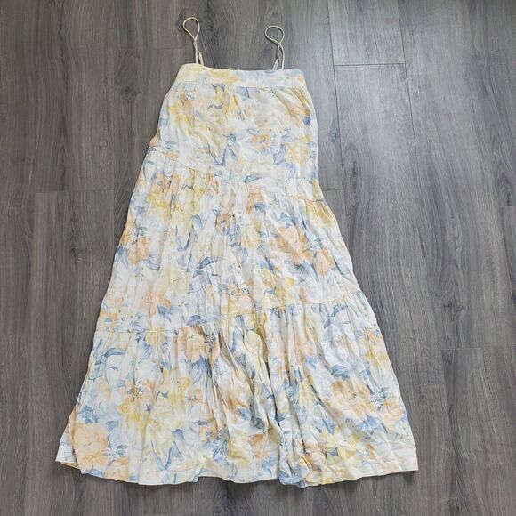 Abercrombie & Fitch Dresses & Skirts - Abercrombie Fitch Dress Small Midi Maxi Yellow Blue Floral Flowy Linen Sundress